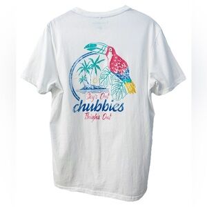 Chubbies Men’s Medium Pocket T-Shirt Toucan Tropical Graphic White